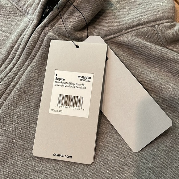 Flame Resistant Carhartt - Loose Fit Midweight Mock Neck Sweatshirt Heather Grey - Picture 11 of 14